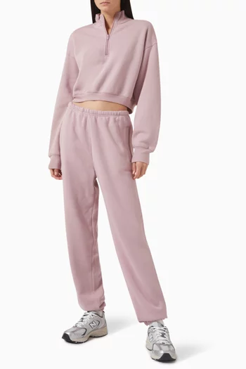 Cotton Fleece Cropped Half Zip Pullover