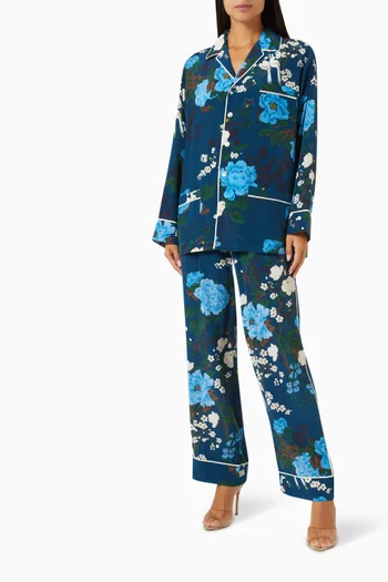 Yves Tibatant Long Pyjama Set in Silk Crepe de Chine