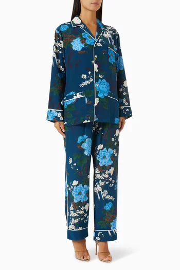 Yves Tibatant Long Pyjama Set in Silk Crepe de Chine