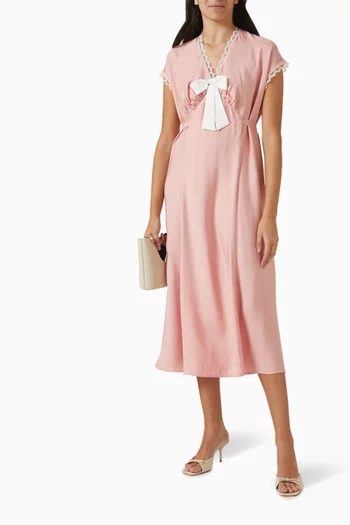 The Bow Midi Dress in Satin