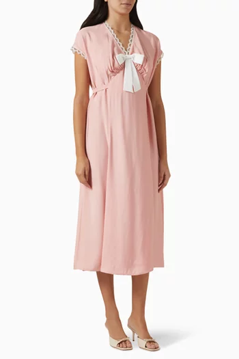 The Bow Midi Dress in Satin