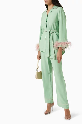 Miss Cat Belted Pyjama Set in Viscose