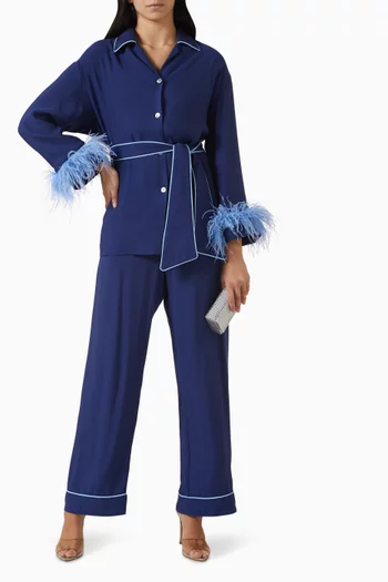 Miss Cat Belted Pyjama Set in Viscose