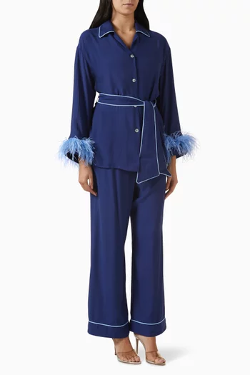 Miss Cat Belted Pyjama Set in Viscose