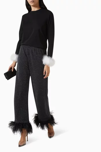 Detachable-feathers T-shirt in Stretch Cotton Jersey