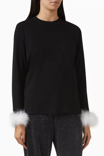 Detachable-feathers T-shirt in Stretch Cotton Jersey