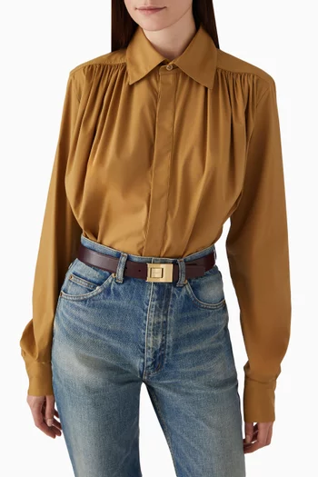 LA 76 Thin Buckle Belt in Grained Leather