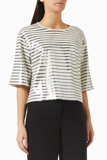 Gardone Striped Crop T-shirt in Cotton