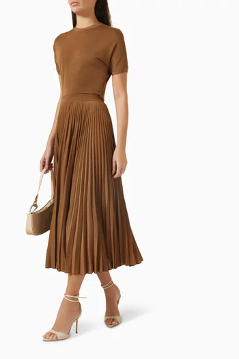 Semele Pleated Midi Dress in Lurex Jersey