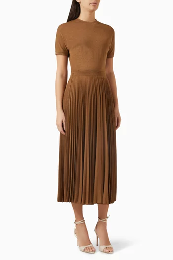 Semele Pleated Midi Dress in Lurex Jersey