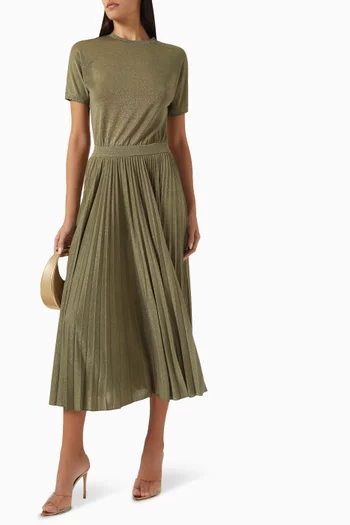 Semele Pleated Midi Dress in Lurex Jersey