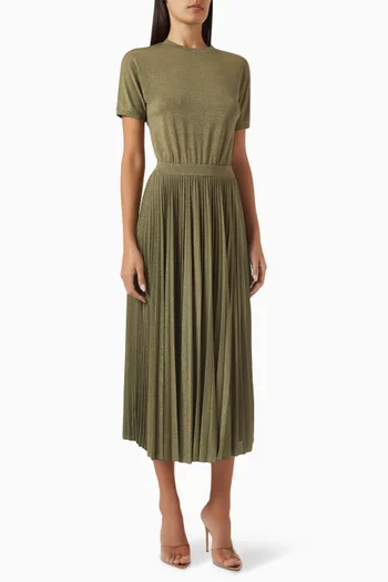 Semele Pleated Midi Dress in Lurex Jersey