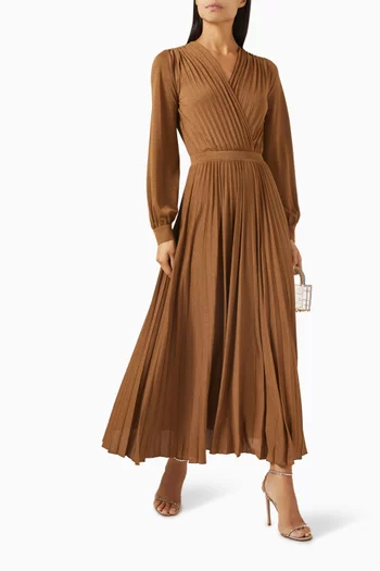 Cascia Pleated Maxi Dress in Lurex Jersey
