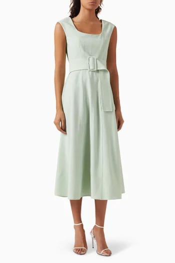 Belted Dress in Mélange Fabric