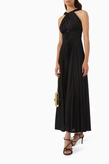 فستان جلاسا طويل بطيّات جيرسيه