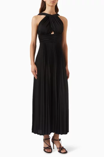 فستان جلاسا طويل بطيّات جيرسيه