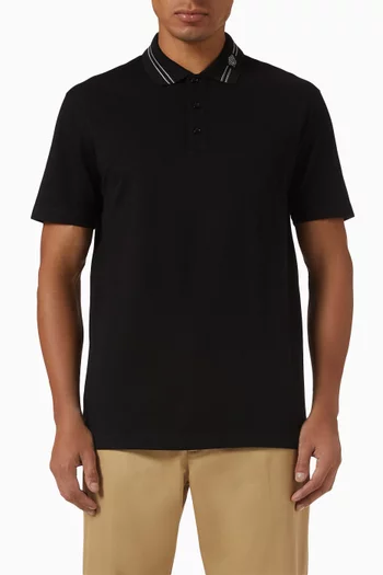 Medusa Embroidery Polo Shirt in Cotton-piqué