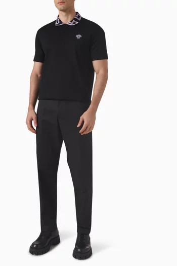Medusa Greca Polo Shirt in Cotton Pique