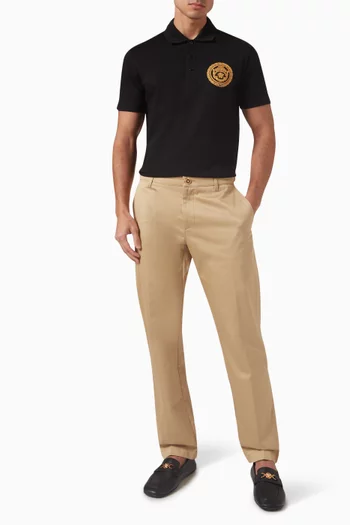 Embroidered Chain Crest Polo Shirt in Cotton Piqué