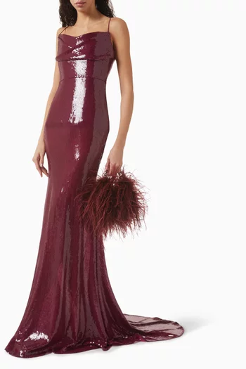 Draped Sequin-embellished Corset Gown