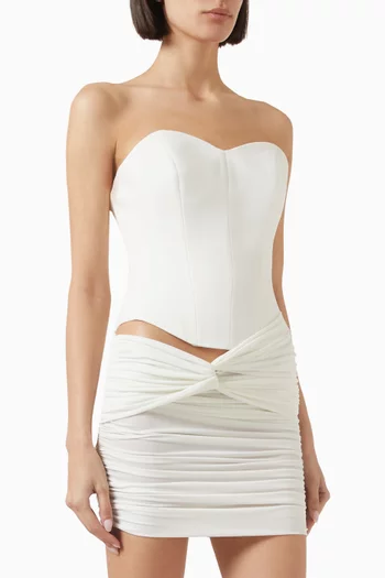 Corset Ruched Mini Dress in Crepe Jersey