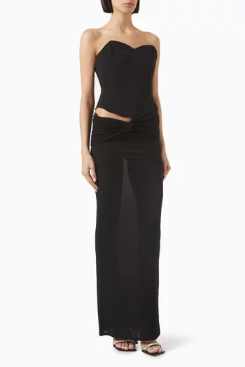 Corset Ruched Gown in Crepe Jersey
