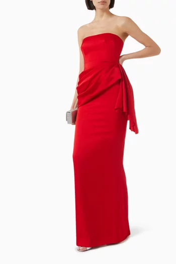 Corset Tiered Gown in Satin Crepe