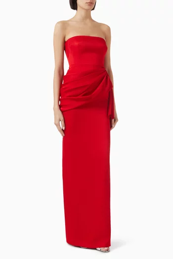 Corset Tiered Gown in Satin Crepe
