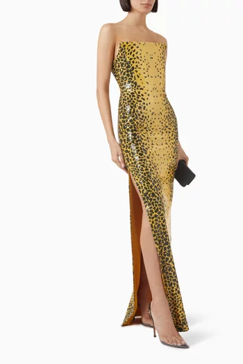 Sequin-embellished Column Gown