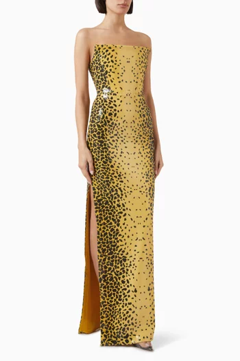 Sequin-embellished Column Gown