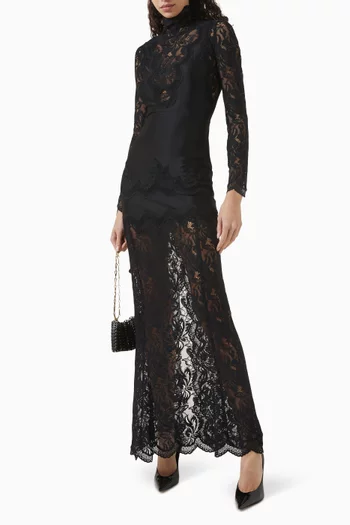 Panel Maxi Dress in Lace & Jersey