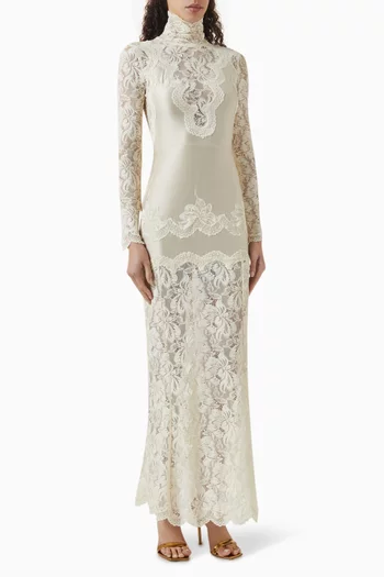 Panel Maxi Dress in Lace & Jersey