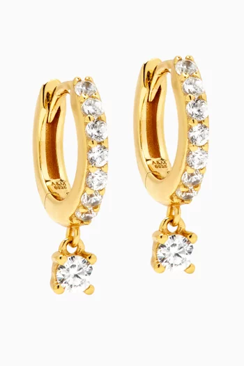 Crystal Charm Huggies in 18kt Gold-plated Sterling Silver