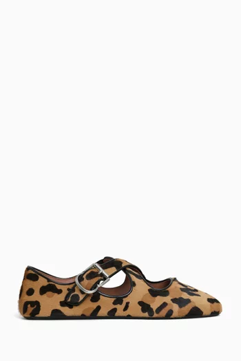 Criss-cross Ballet Flats in Haircalf Leather
