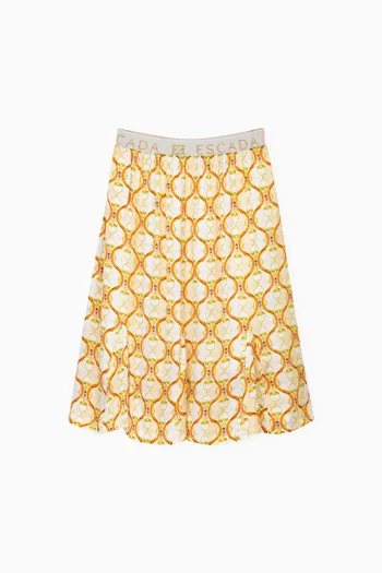 Printed Midi Skirt in Viscose