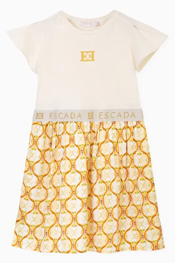 Logo Flared Dress in Cotton