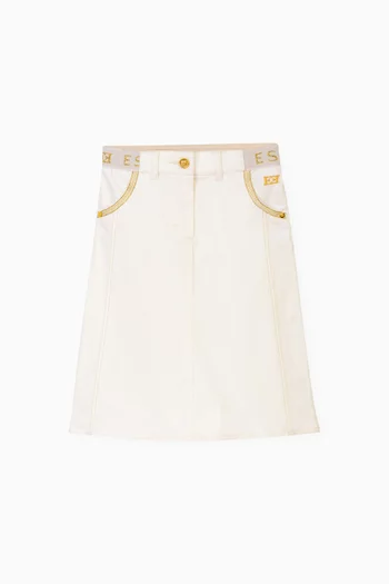 Logo Denim Skirt in Cotton