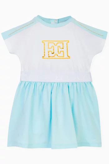 Flared Logo Dress in Cotton