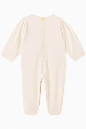 Embroidered Logo Sleepsuit in Cotton