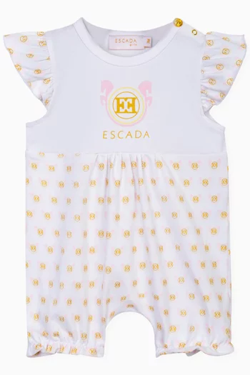 Logo Print Romper in Cotton
