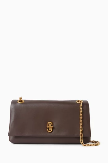 حقيبة بحمالة سلسلة مزدوجة جلد