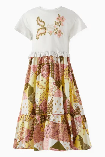 فستان بنمط تي شيرت بنقشة بيزلي 