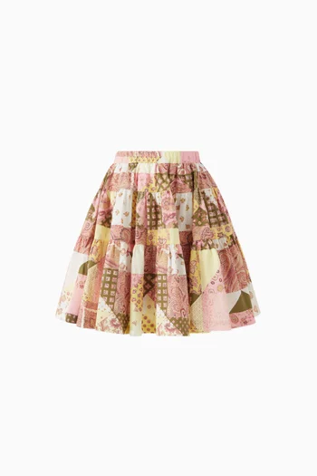 تنورة متوسطة الطول بنقشة زهور بيزلي