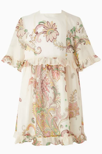 فستان مزين بنقشة بيزلي قطن وحرير