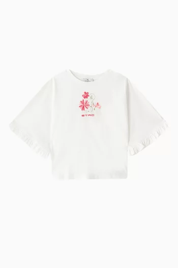 تي شيرت قطن بنقشة زهور