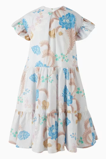 فستان متوسط الطول بنقشة زهور