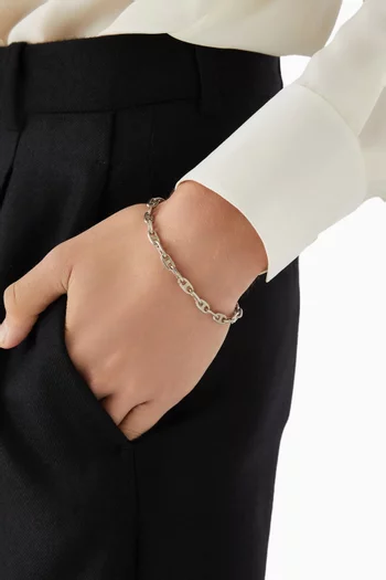 سوار بتصميم سلسلة مرساة معدن فضي اللون