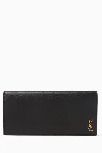 Tiny Cassandre Flat Wallet in Grained Leather