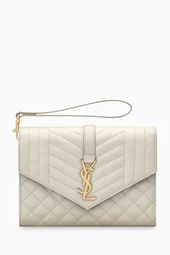 Envelope Flap Pouch in Matelassé Leather