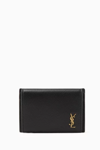 Tiny Cassandre Flap Card Case in Grained Leather